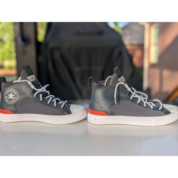 Converse Chuck Taylor AllStar High Top Shoes Mens 8/Womens 10 Black Orange EUC - Picture 4 of 8